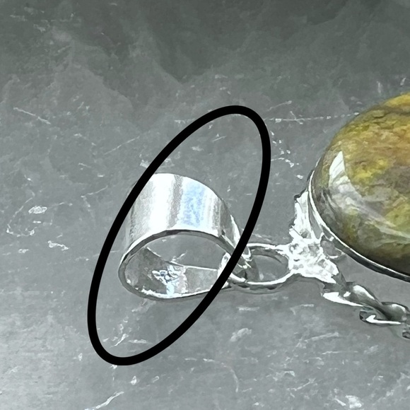 Large Chunky Bumblebee Jasper Pendant Handmade New Sterling Silver 925 - Picture 4 of 7